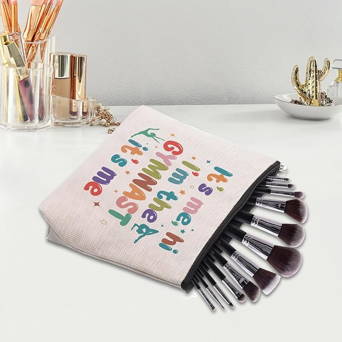 Gymnast Gymnastics Stuff Gifts Makeup Bag, Gymnast Graduation Birthday Gift,It's Me, Hi I'm The Gymnast Bag Gift For Women