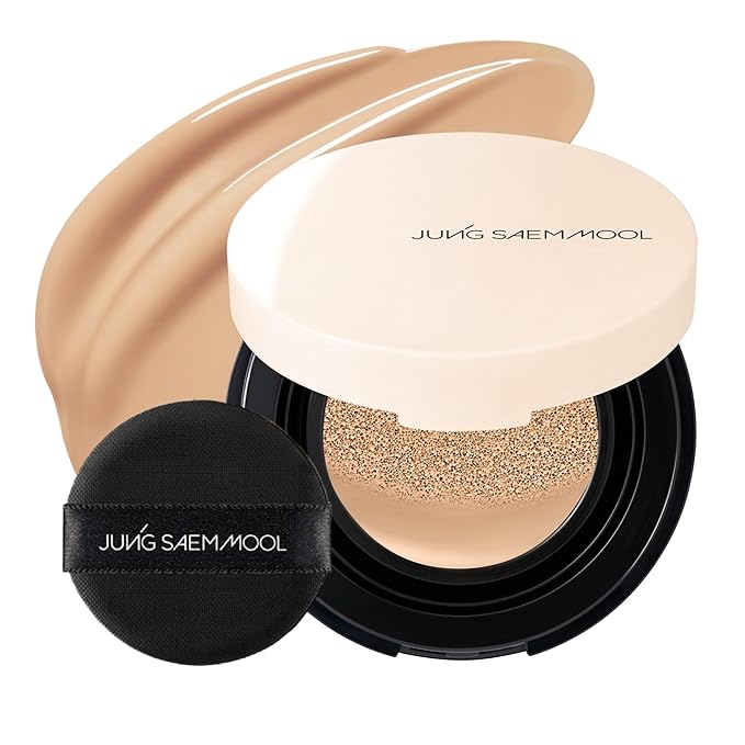JUNG SAEM MOOL [ Mini ] Essential Skin Nuder Cushion Mini 23N Honey 0.17 Fl Oz, Natural Radiant Finish Cushion Foundation with Buildable Coverage, Lightweight Texture, Korean Foundation Makeup