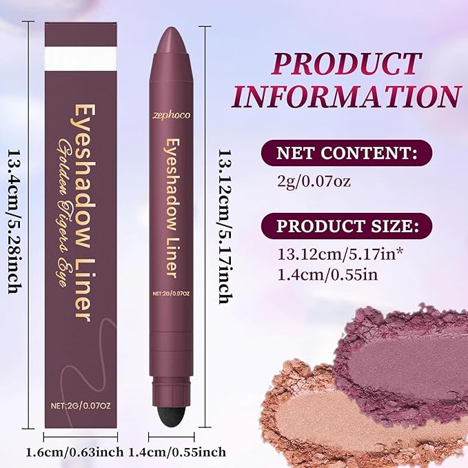 Shadow Liner 2-in-1 Eyeliner Eyeshadow, Inelaborate Eye Shadow, Shadow Liner Duo Plum, 2-in-1 Eye Makeup Eyeliner + Eyeshadow Waterproof, Smooth and Easy to Color(2PCS)