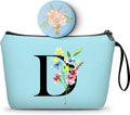 Women Birthday Maid of Honor Monogrammed Gifts for Bride Bridesmaid Sister Friend Her Teacher Makeup Cosmetic Bag with Mirror Mothers Day Christmas Graduation D