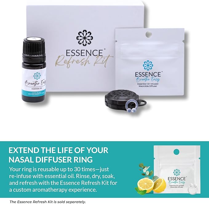 Essence Wearable Aromatherapy Nasal Diffuser – Breathe Easy Essential Oil Nose Ring – Personal Scent Clip for Travel, Work & Everyday Use – Made in USA