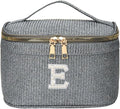 EURYNOME Makeup Bag with Custom Letter E, Water-Resistant Travel Organizer Pouch, (8.3x5.1x5.1 Inch) Cosmetic Case for Women