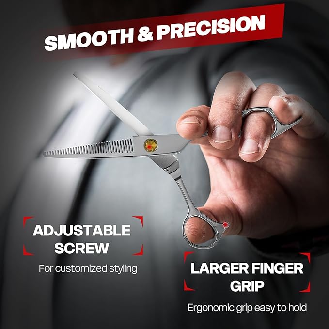 Silver Professional Hair Thinning Shears Hair Cutting Texturizing Teeth Scissors - 6.8" HIGH-END Extremely Sharp Scissors 440C Stainless Steel for Salon Home Stylists