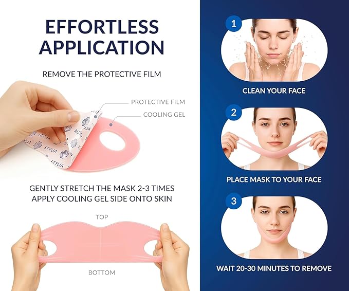 Stylia V Line Lifting Collagen Mask - Lift, Firm & Contour Jawline - Tightening Double Chin Strap with Hyaluronic Acid & Aloe - Neck Lift & Face Tightening Mask - Jawline Shaper Face Lift Tape (5PC)
