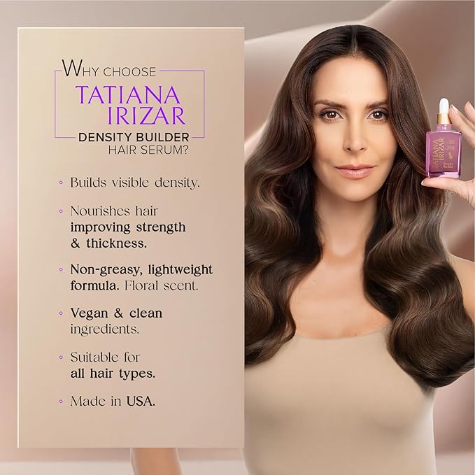 Hair Thickening Serum - Hair Density Serum Builder for Women Made in USA 30ml - Clinically Proven Scalp Treatment Non-Greasy - Biotin Argan & Pea Peptides - Thinning, Fine or Damaged Hair Growth Serum