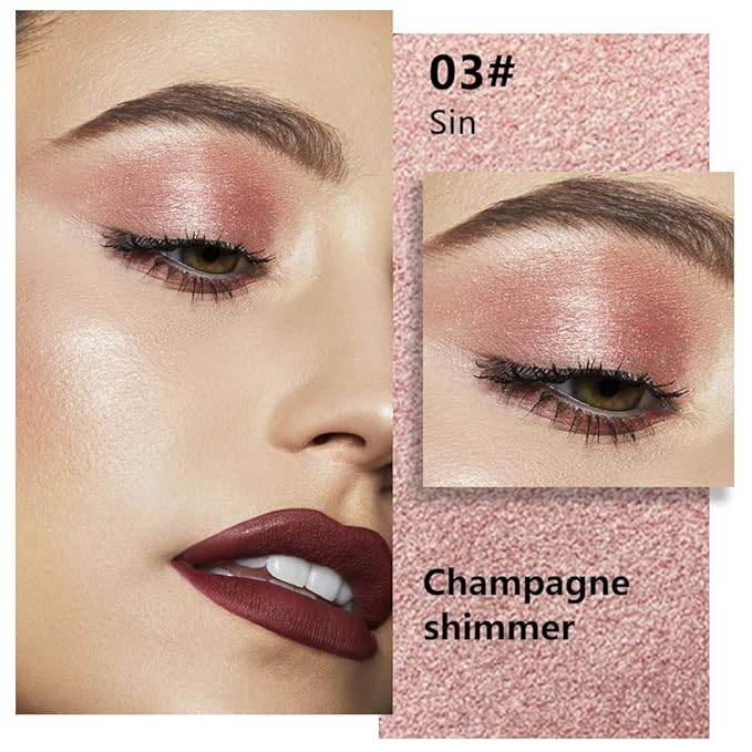Kaely Pressed Single Eyeshadow Makeup, Champagne Shimmer Highly Pigmented Monochrome Eye Shadow Palette, Waterproof Neutral Powder Mini Eyeshadow, sombras para ojos, Lightweight Blendable, 03