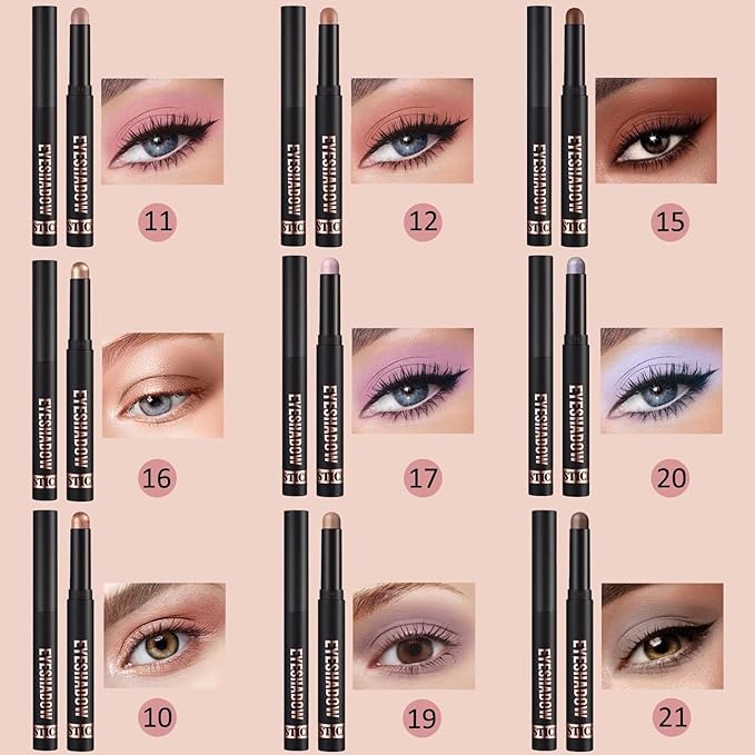 Neutral Eyeshadow Stick Cream Eyeshadow Pencil Makeup, High Pigmented Crease-proof Eye Shadow Brightener Stick, Hypoallergenic Waterproof Long Lasting Eye Highlighter stick(21# Gray Brown Matte)