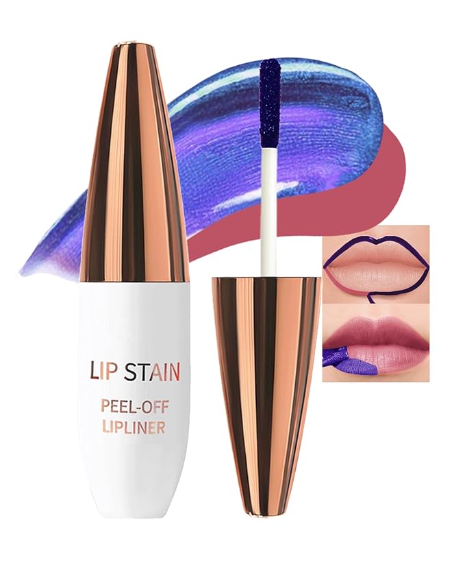 Lip Stain Peel Off, Waterproof Long Lasting Qiciy Tattoo Lip Gloss Color Peel Off Lips Tint Stain, Transfer-Proof Matte Tinted Lips Liner, High Pigmented Tattoo Lipstick Makeup for Women-05 Rose Pink