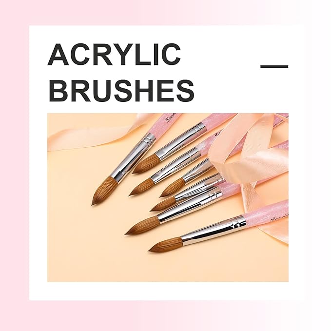 Acrylic Nail Brush Size #18, 100% Pure Kolinsky Nail Art Brushes for Acrylic Application, Sturdy Starry Handle Oval Shaped Nail Design Tools for Professional Manicure DIY, Pink