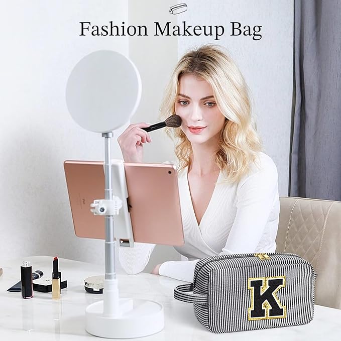 YOOLIFE Travel Monogram Initial Makeup Bags - Cosmetic Toiletry Bag Pouch Makeup Case for Mom, Best Friend, Teacher - Birthday Gifts