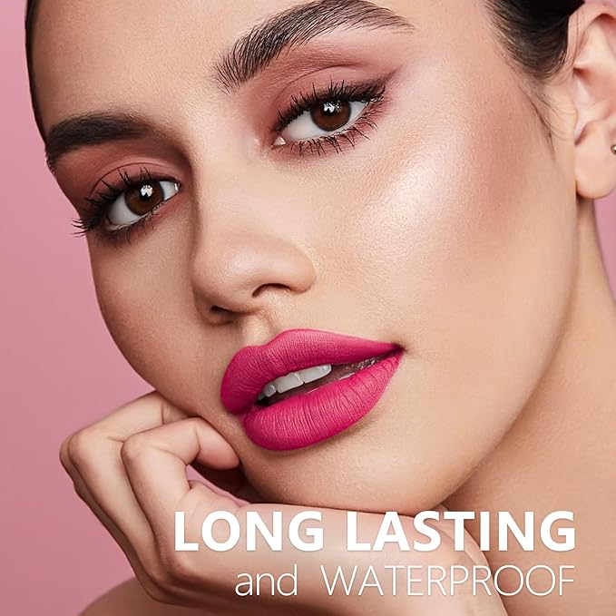 Bright Pink Lipstick Long Lasting Lipsticks for Women Pigmented Smudgeproof Transferproof Vegan Cruelty Free Lip Makeup, A44 Hate Wave