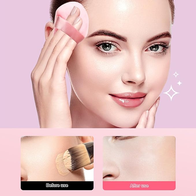 24 Pcs Triangle Powder Puff, Cotton Makeup Puff, Washable Face Powder Puff (24LP), Christmas Gifts Stocking Stuffers for Women Girls