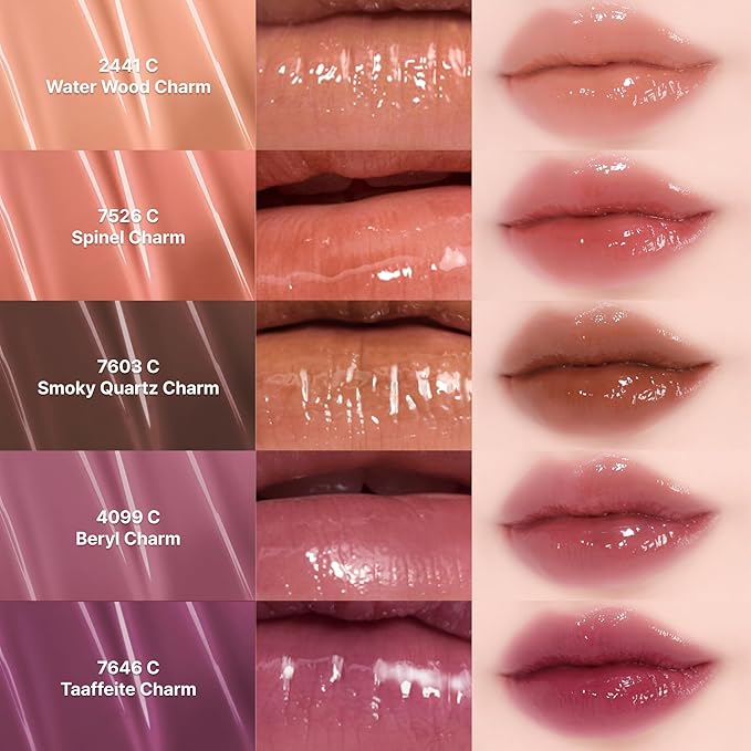 ENTROPY Makeup 2-in-1 Charm Shiny Glowy Lip & Cheek Gloss Tint Keychain, High Pigment Glossy Lip Color & Plumping Gloss, C6 Water Wood Charm