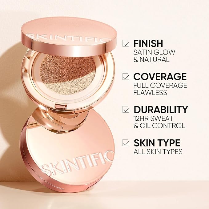 Full Coverage Cushion Foundation, Weightless, Skin Fit, Satin Glow Finish, Oil-Control Waterproof Foundation, Sweatproof Flawless BB Cream CC Korean Makeup,Tattoo Cover Up, Buildable(#29C Taupe Beige)