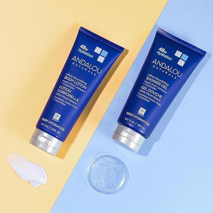Andalou Naturals Body Lotion, Deep Hydration Lotion for Dry Skin, Ultra-Nourishing Skin Care with Hyaluronic Acid & Ceramides, Body Cream for Softer, More Supple & Glowing Skin, 8 fl oz
