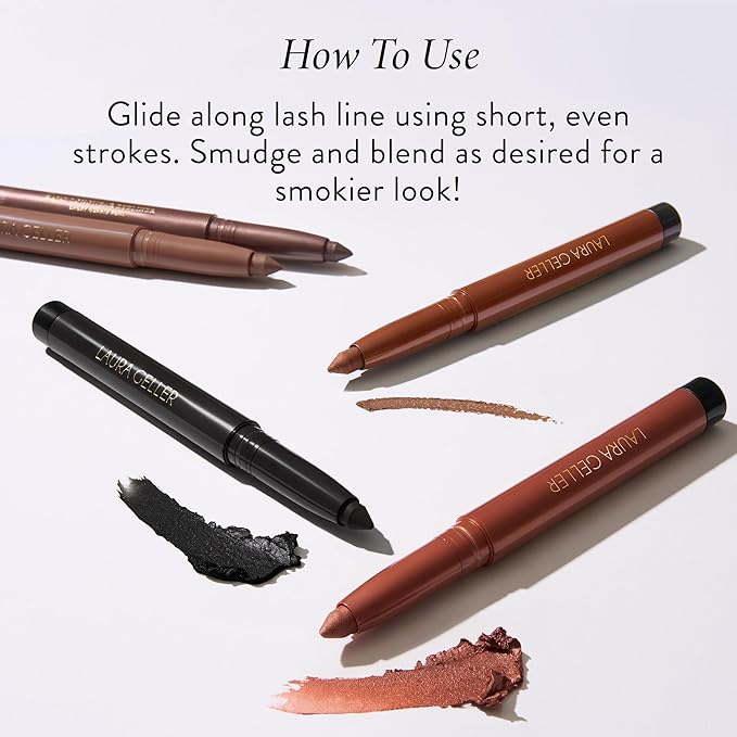 LAURA GELLER NEW YORK Kajal Longwear Kohl Eyeliner Pencil - Deep Charcoal Kohl - Caffeine and Vitamin E - Smooth & Blendable Liner - Built-In Sharpener