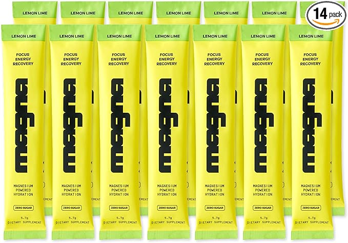 MAGNA Electrolytes Powder Drink Mix for Hydration, Energy & Focus Support with Magnesium L Threonate, Sodium, Potassium, Vitamin D, B6 & B12, Sugar Free, Lemon Lime Flavor, 14 Servings