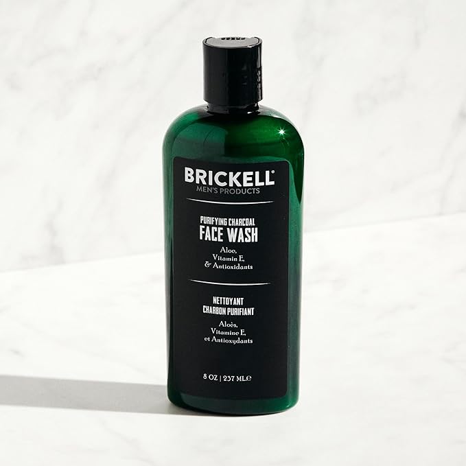 Brickell Men's Daily Advanced Face Care Routine II, Activated Charcoal Facial Cleanser, Face Scrub, Facial Moisturizer Lotion, Natural and Organic, Unscented