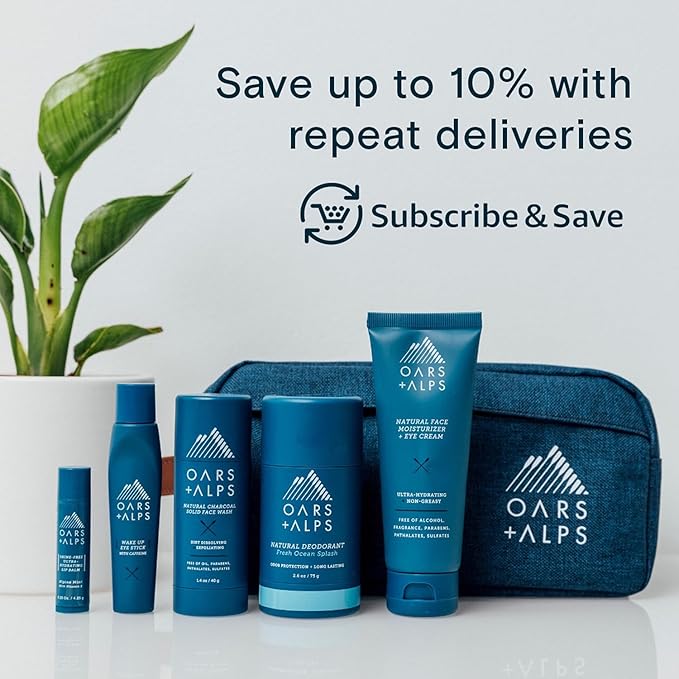 Oars + Alps Peppermint Charcoal Exfoliating Men's Bar Soap, Dermatologist Tested and Made with Clean Ingredients, Travel Size, 3 Pack, 6 Oz Each