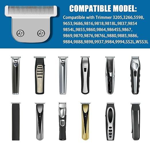 2 Pack 02144 Replacement Detachable T Blade Compatible with Wahl Trimmers 9864/9864SS/9686/9818A/9854L/9876L/9854 /WSS3L/SS2L etc - Japanese Stainless Steel 40mm Replacement Trimmer Blade #02144