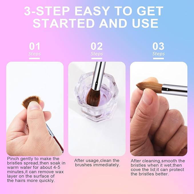 Acrylic Nail Brush Size 10, 100% Real Kolinsky Art Nail Brush for Acrylic Powder Application, Handmade Women Manicure Nail Extension Tool for Professional DIY Home Salon and Beginners