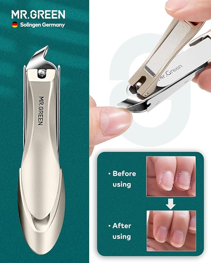 MR.GREEN 8-in-1 Manicure & Pedicure Set – Professional German Stainless Steel Nail Clippers Grooming Kit with Splash-Proof Nail Clipper & Leather Travel Case (Chestnut Brown)