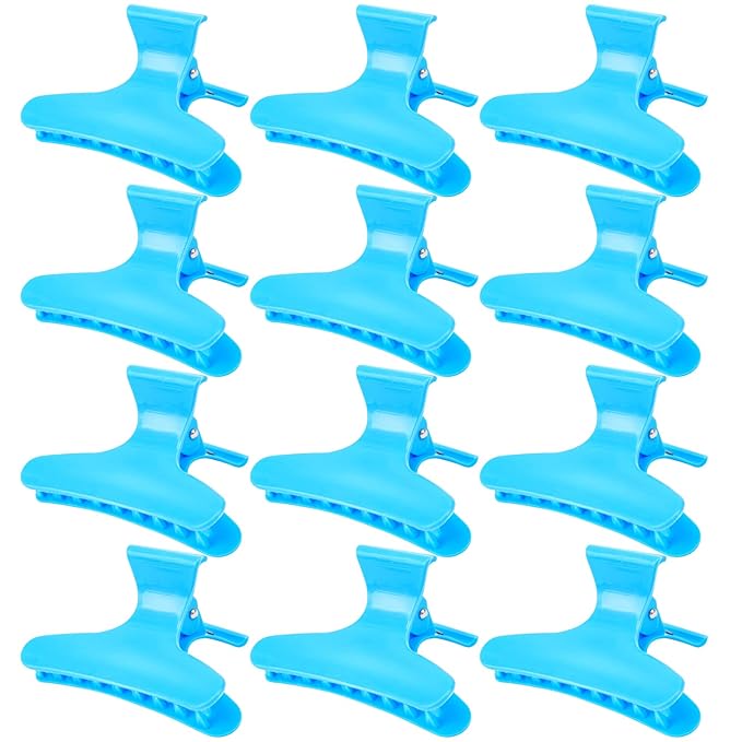 Ondder 12 Pack Butterfly Hair Clamps Claw Clips Salon Pro Section Clip for Styling, Sectioning, Cutting, Coloring Hair Clips Hairdressing Salon Tool Hair Accessories for Women Girls