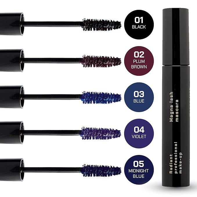 Radiant Professional Lengthening Mascara with silicone brush – Smudge-Proof Curl Mascara Volume and Length for Sensitive Eyes, Cruelty Free, Ideal for Mature & Young Women, 0.43 oz (01 Black)