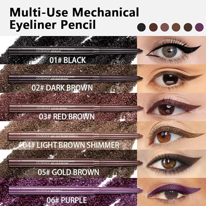 Kaely Red Brown Gel Eyeliner Pencil, Smooth Eye Liner Waterproof Smudge Proof, Built in Sharpener, Long Lasting Eye Makeup, Vegan & Cruelty-Free, 03