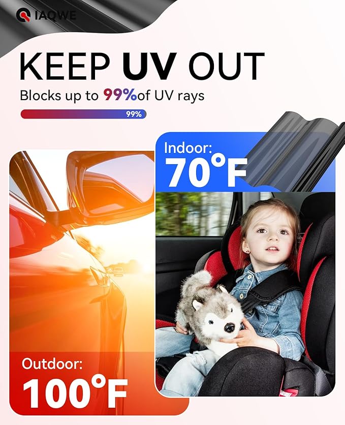 Car Ceramic Window Tint 36" in x 15'Ft with 35% Percent VLT, Tinted Film for Car Windows, UV&IR Protection Heat Insulation Anti-Explosion Scratch Resistant