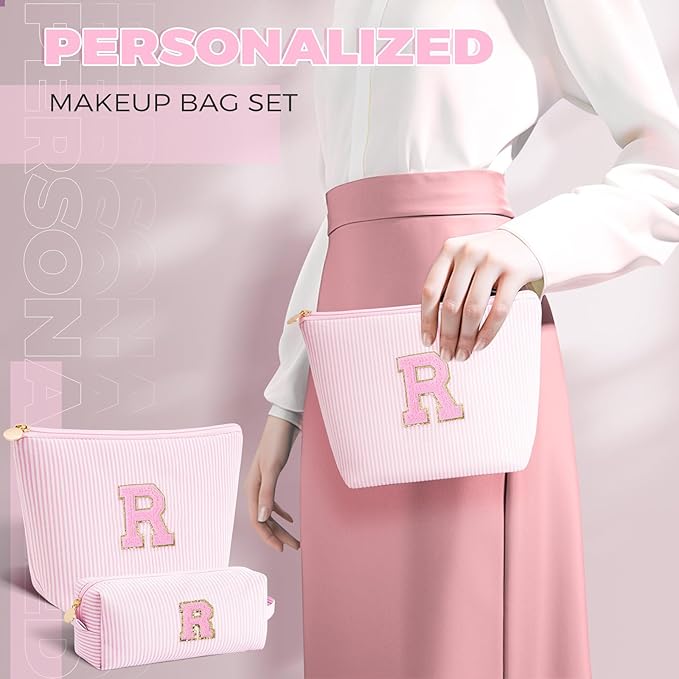 Personalized Anniversary Wife's Birthday Gifts,Mothers Day Gifts for Women,Wife Gifts from Husband,Cool Birthday Gifts for Wife,Makeup Bag Set Cosmetic Bag for Teen Girls - Pink,R