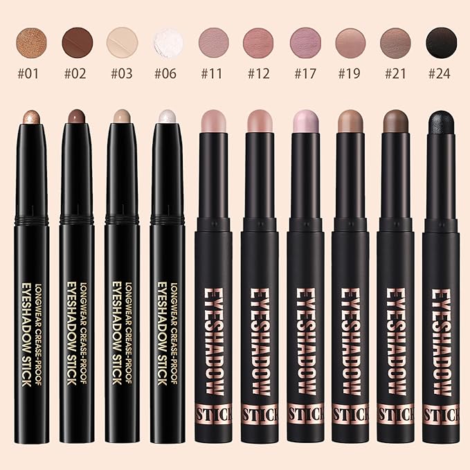 Matte Cream Eyeshadow Stick, Waterproof Eye Shadow Stick, Long-Lasting and Blendable High Pigmented Single Eyeliner Makeup for Women, 17 Mauve