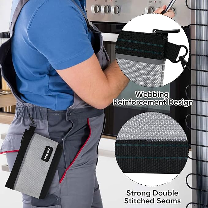 TICONN Tool Pouches with Zipper, 1680D Oxford Small Tool Bags, Waterproof Utility Bag Zipper Pouch for Tool Organizers and Storage (9 Pack Small)