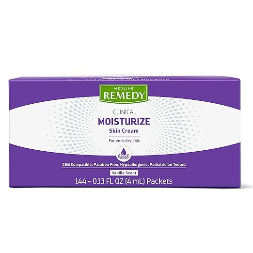 Medline Remedy Clinical Skin Cream, Nourishing Formula for Dry Skin, 4 mL Packets, Pack of 144