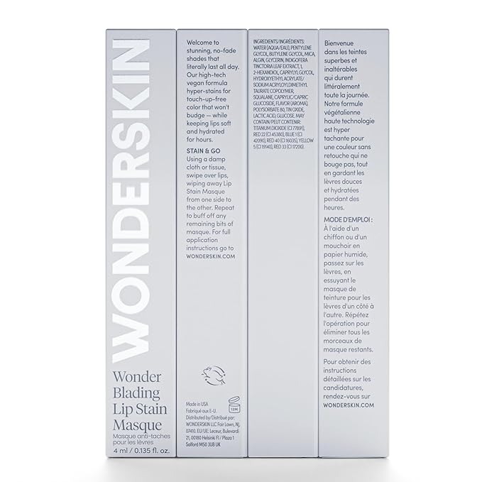 Wonderskin Wonder Blading Lip Stain Peel Off Masque, 2 Pack - Long Lasting, Waterproof and Transfer Proof Matte Red Lip Tint Stain (Hayley Masque)