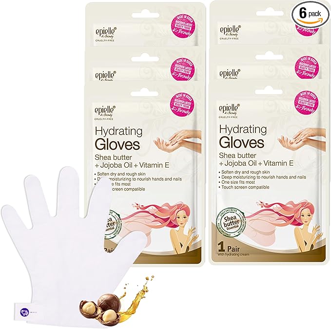 Epielle Hydrating Hand Mask 6 Pairs, Deep Moisturizing Gloves for Dry, Cracked Hands, Self Care Gifts for Women, Spa Kit, Stocking Stuffers, Thanksgiving Essentials