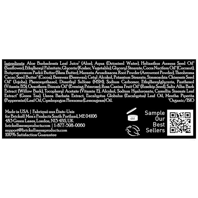 Brickell Men's Revitalizing Anti-Aging Cream For Men, Face Moisturizer For Face To Reduce Fine Lines and Wrinkles, Natural and Organic Anti Wrinkle Night Face Cream, 2 Ounce, Scented