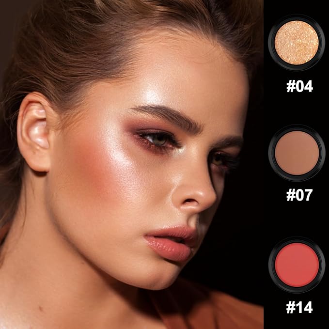3 Pcs Cream Contour Stick Makeup Kit, Shades with Highlighter, Blush and Bronzer Contour Stick for Sculpt the Cheeks, Waterproof, Matte & Dewy Finish (Medium,#04+#07+#14)