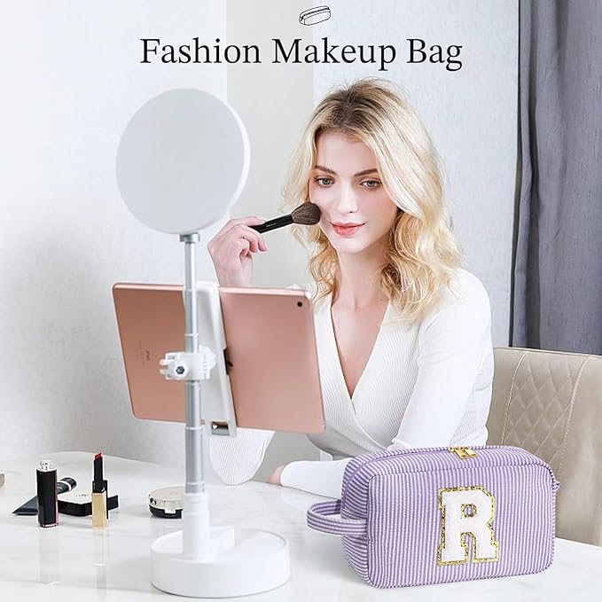 YOOLIFE Birthday Gifts for 4 5 6 7 8 9 10 11 12 13 14 15 16 Year Old Girl Gifts, Purple Gifts for Women Teen Girls Kids Her Daughter, Monogram Initial Girls Makeup Bag, Letter O