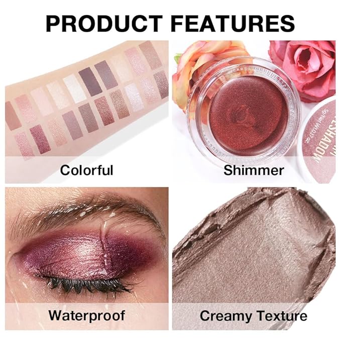 Single Cream Eye Shadow,Caramel Metallic Glitter Shimmer Natural Monochrome Eyeshadow Palette,Waterproof,Long Lasting Naturing-Looking,Vegan & Cruelty-Free,710