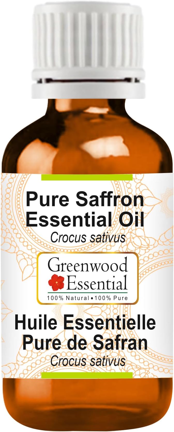 Greenwood Essential Pure Saffron Essential Oil (Crocus sativus) Steam Distilled 5ml (0.16 oz)