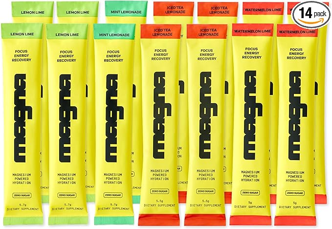 MAGNA Electrolytes Powder Drink Mix for Hydration, Energy & Focus Support with Magnesium L Threonate, Sodium, Potassium, Vitamin D, B6 & B12, Sugar Free, Variety Pack Flavor, 14 Servings