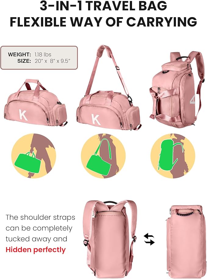 Sweet 16 Gifts for Daughter, Initial Gym Bags with Shoe Compartment, Dance Bag for Girls, Monogram Kid Overnight Bags, Travel Duffle Tote-Teen Girl Gifts Trendy Stuff (Letter P)