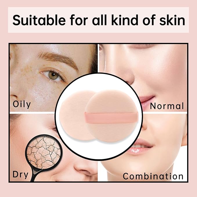 12 PCS Cotton Powder Puff, Face Puff Makeup Puffs Pads, Velour Puff Round Fluffy Puffs for Loose Powder Foundation (Nude)