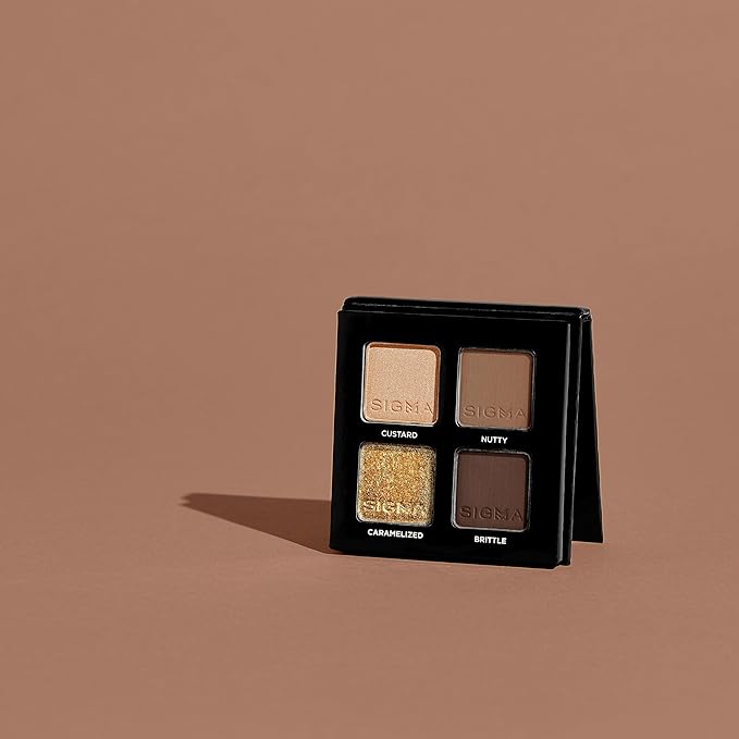 Sigma Beauty Quad Eyeshadow Palette – Makeup Eyeshadow Quad with a Buttery Soft Formula and Buildable, Blendable Shades for a Flawless Eye Look, Designed for All Day Wear (Crème Brûlée)