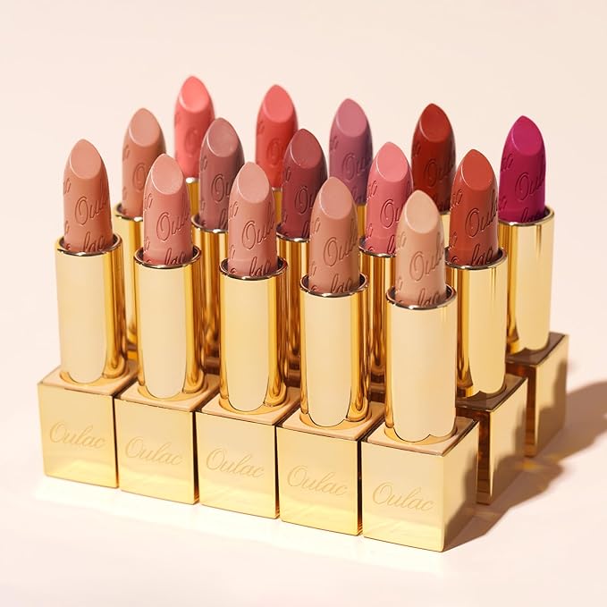 Oulac Matte Nude Lipstick with Glow Metallic Finish - Vegan Lipstick for Women, Creamy Texture, Hydrating Clean Beauty Formula, High-End Magnetic Hook Design, GM14