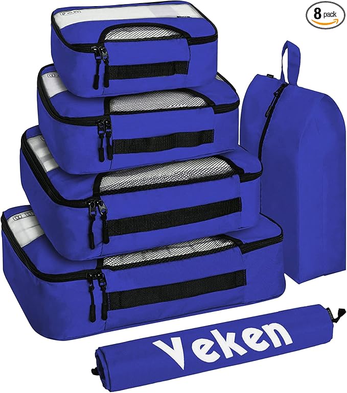 Veken 6 Set Compression Packing Cubes for Travel Essentials Luggage Accessories