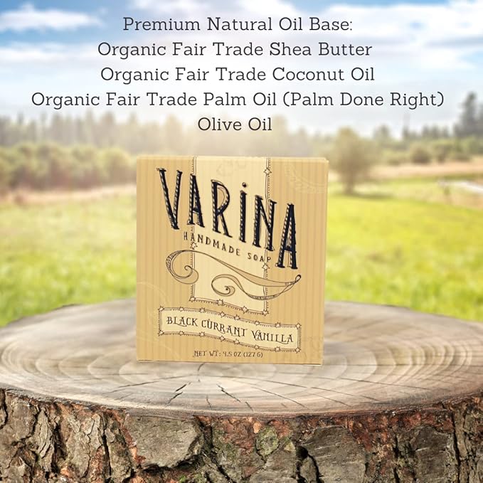 Natural Black Currant Vanilla Bar Soap - Gentle Cleansing for Sensitive Skin, Sweet and Vanilla - 3 Pack