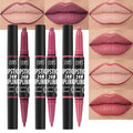 USHAS 3Pcs Lipstick and Lip Liner Combo Set 2 in 1 Makeup Kits Long Lasting and Waterproof Nude Matte Lipstick For Women (Set 1 (01+02+03), 3Pcs)