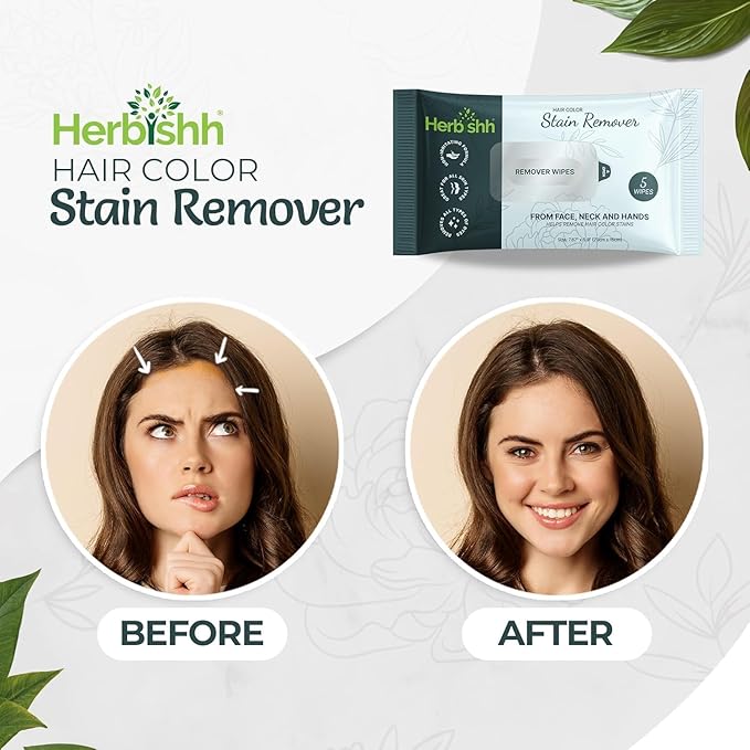 Hair Color Shampoo for Gray Hair, Dark Brown, 500ml with Color Stain Remover Wipes, Ammonia Free